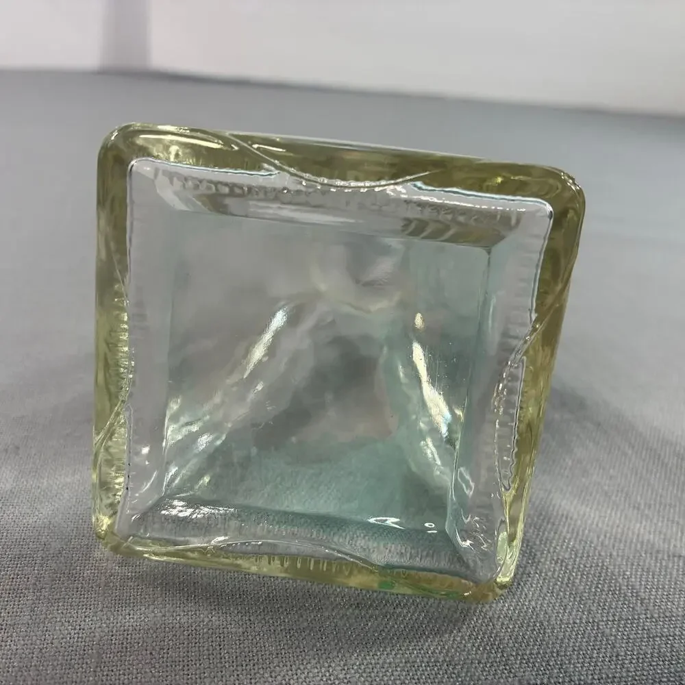 Vintage Clear Glass Bud Vase Square Pyramid Base Mid Century Modern 5 Inch Tall